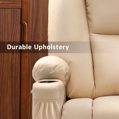 Fauteuil inclinable électrique MCombo avec repose-pieds allongé, porte-gobelets et similicuir 7507