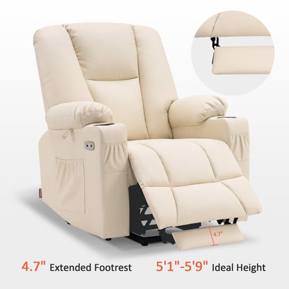 Fauteuil inclinable électrique MCombo avec repose-pieds allongé, porte-gobelets et similicuir 7507