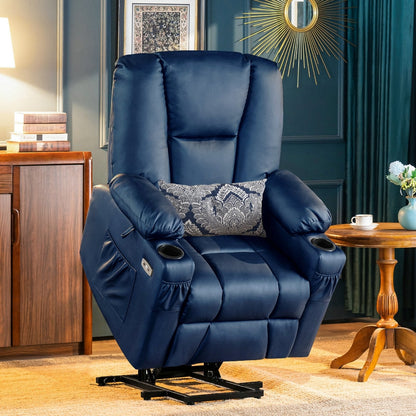 Fauteuil inclinable électrique MCombo avec repose-pieds allongé, porte-gobelets et similicuir 7507