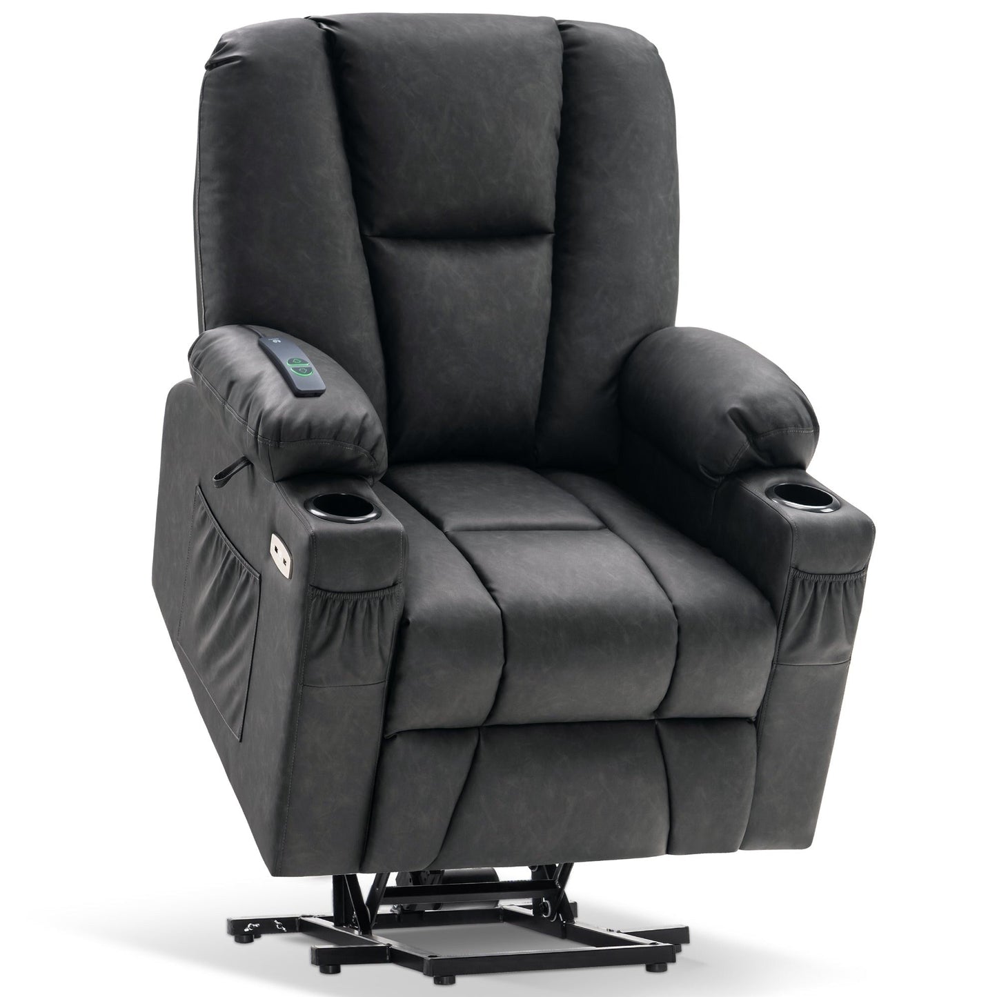Fauteuil inclinable électrique MCombo avec repose-pieds allongé, porte-gobelets et similicuir 7507