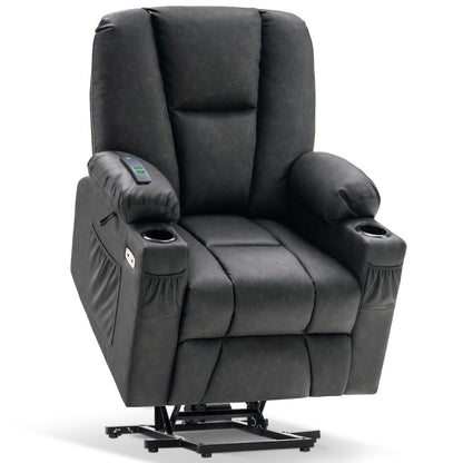 Fauteuil inclinable électrique MCombo avec repose-pieds allongé, porte-gobelets et similicuir 7507