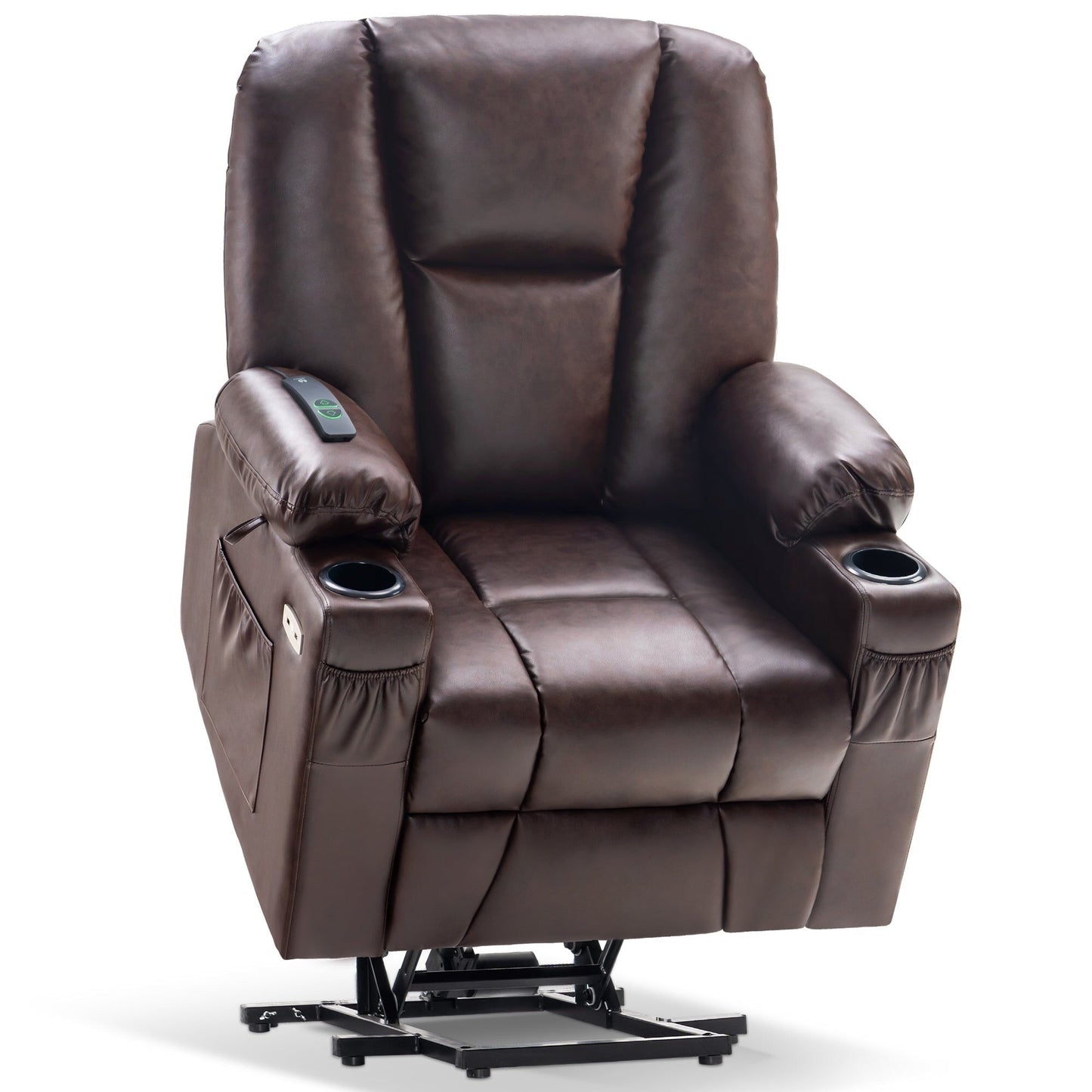 Fauteuil inclinable électrique MCombo avec repose-pieds allongé, porte-gobelets et similicuir 7507