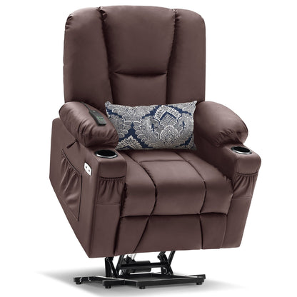 Fauteuil inclinable électrique MCombo avec repose-pieds allongé, porte-gobelets et similicuir 7507