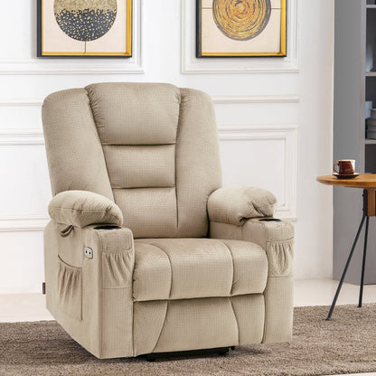 Fauteuil inclinable électrique MCombo avec massage et chauffage pour personnes âgées, repose-pieds allongé, ports USB, tissu (moyen)