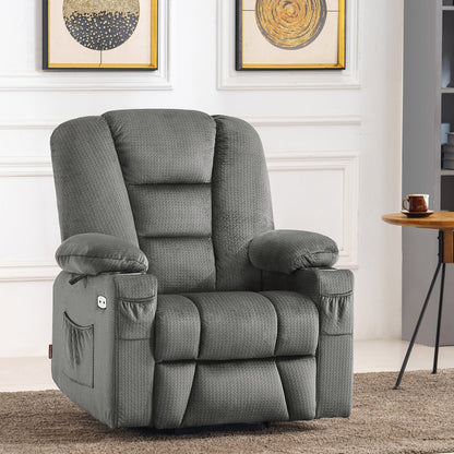 Fauteuil inclinable électrique MCombo avec massage et chauffage pour personnes âgées, repose-pieds allongé, ports USB, tissu (moyen)