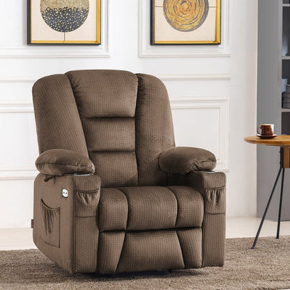 Fauteuil inclinable électrique MCombo avec massage et chauffage pour personnes âgées, repose-pieds allongé, ports USB, tissu (moyen)