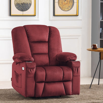 Fauteuil inclinable électrique MCombo avec massage et chauffage pour personnes âgées, repose-pieds allongé, ports USB, tissu (moyen)