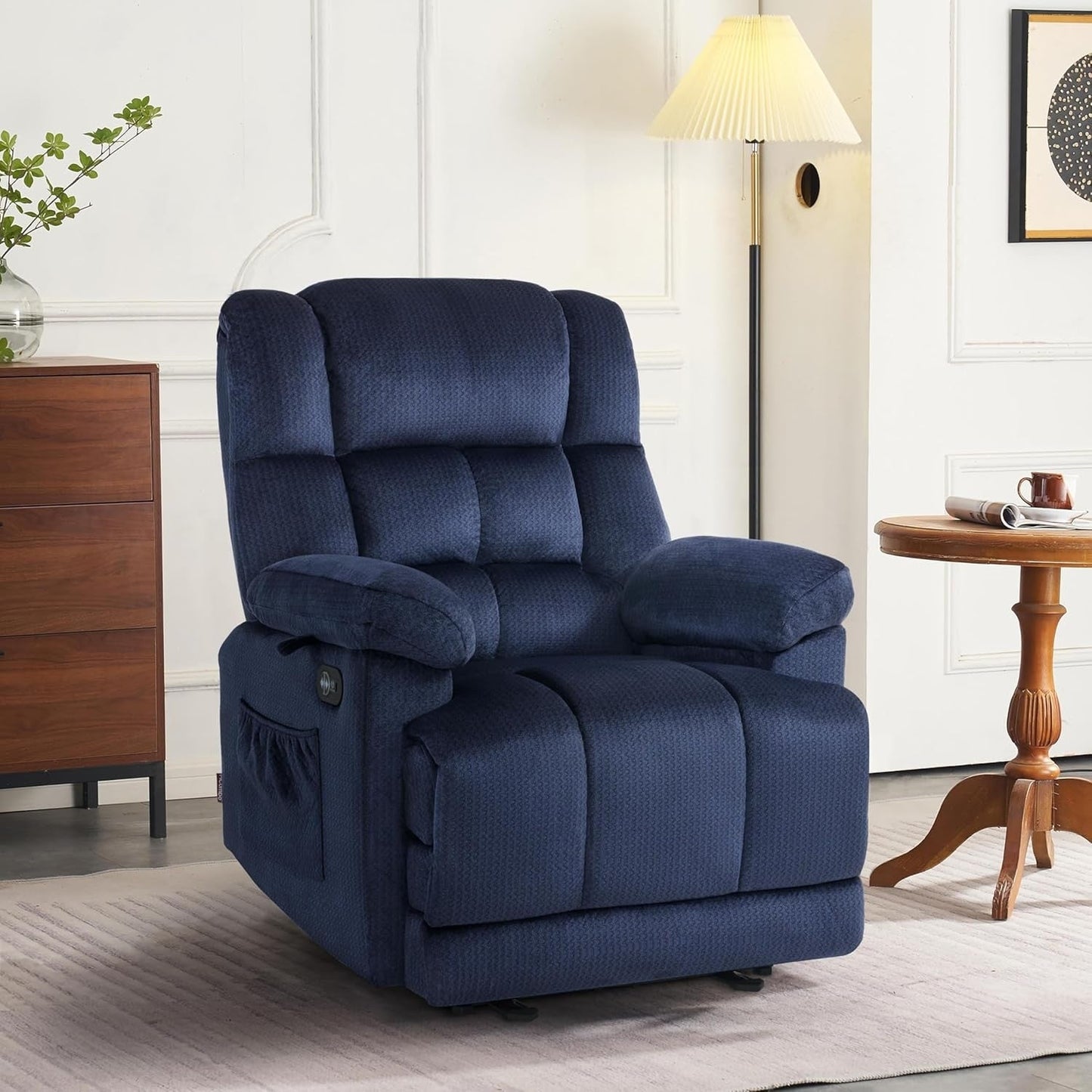 Fauteuil inclinable électrique MCombo pour salon avec chauffage et massage, tissu R6233