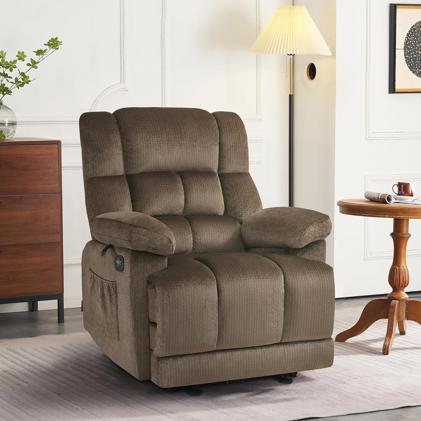 Fauteuil inclinable électrique MCombo pour salon avec chauffage et massage, tissu R6233
