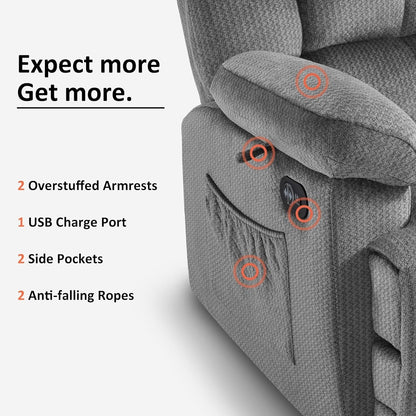 Fauteuil inclinable électrique MCombo pour salon avec chauffage et massage, tissu R6233