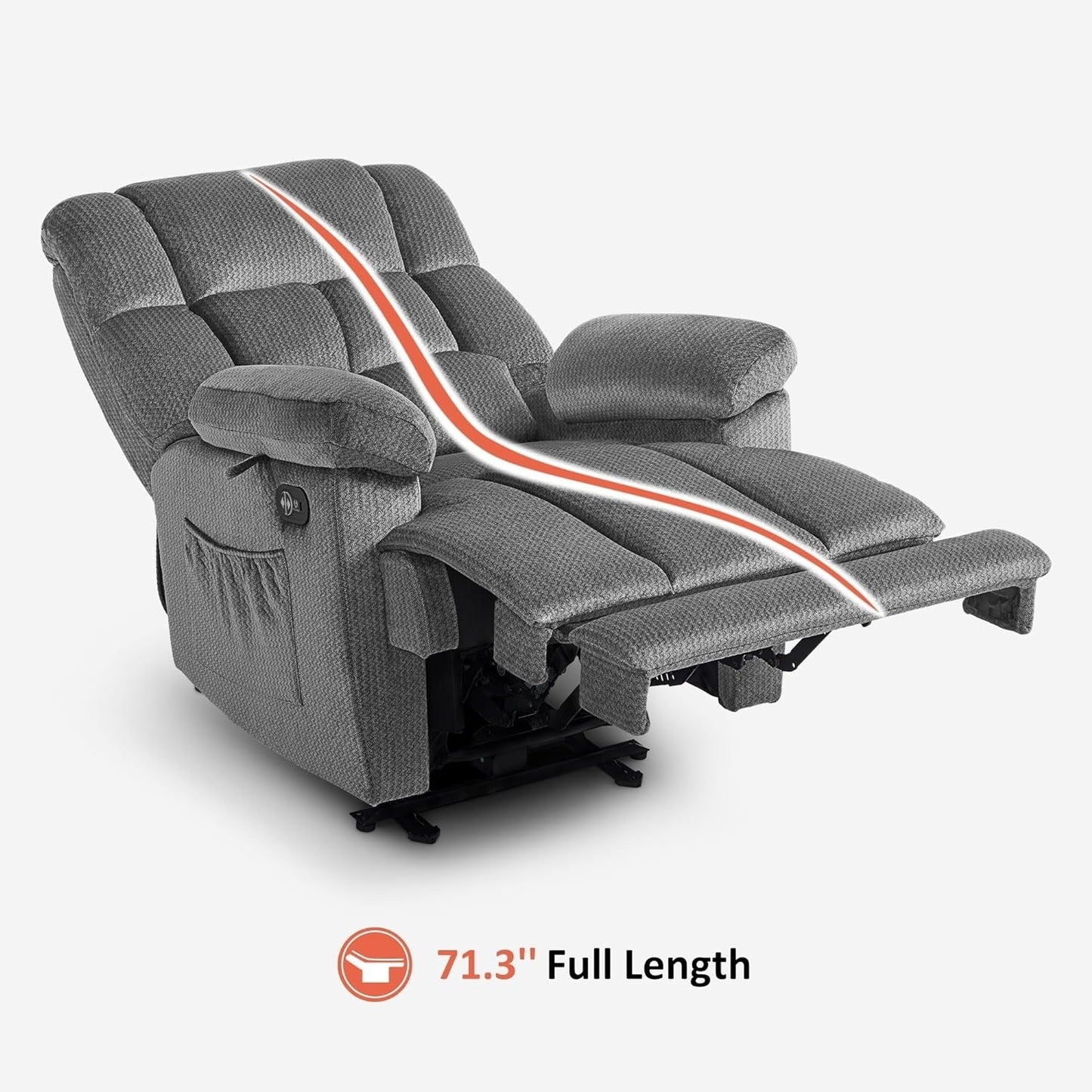 Fauteuil inclinable électrique MCombo pour salon avec chauffage et massage, tissu R6233