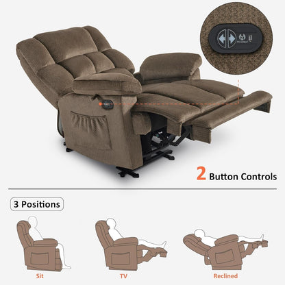 Fauteuil inclinable électrique MCombo pour salon avec chauffage et massage, tissu R6233