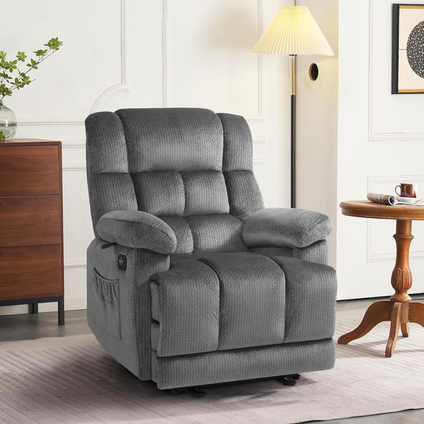 Fauteuil inclinable électrique MCombo pour salon avec chauffage et massage, tissu R6233