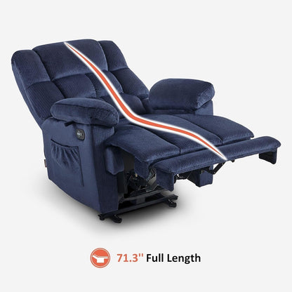 Fauteuil inclinable électrique MCombo pour salon avec chauffage et massage, tissu R6233