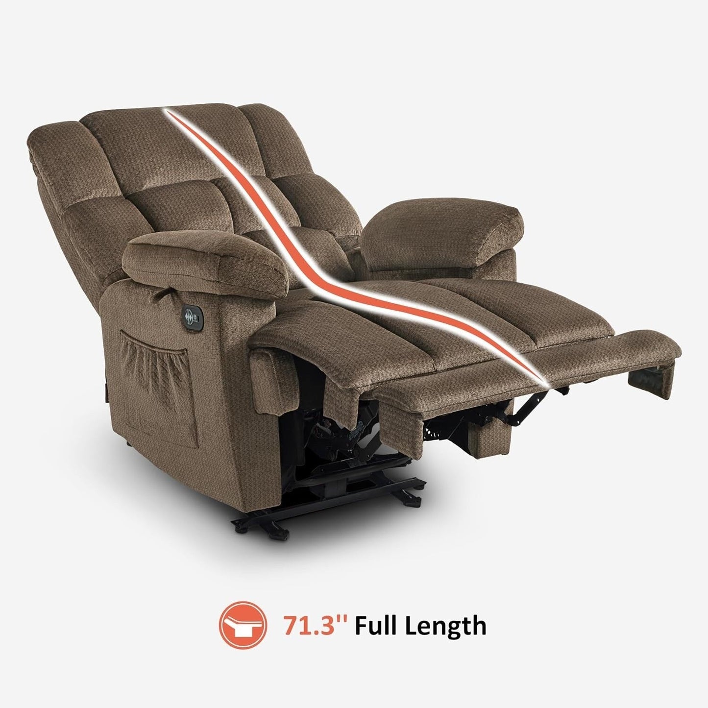 Fauteuil inclinable électrique MCombo pour salon avec chauffage et massage, tissu R6233