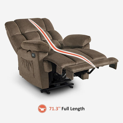 Fauteuil inclinable électrique MCombo pour salon avec chauffage et massage, tissu R6233