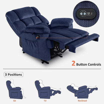 Fauteuil inclinable électrique MCombo pour salon avec chauffage et massage, tissu R6233