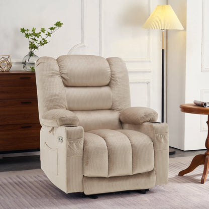 Fauteuil inclinable électrique MCombo avec chauffage et massage, tissu 6079/PR670
