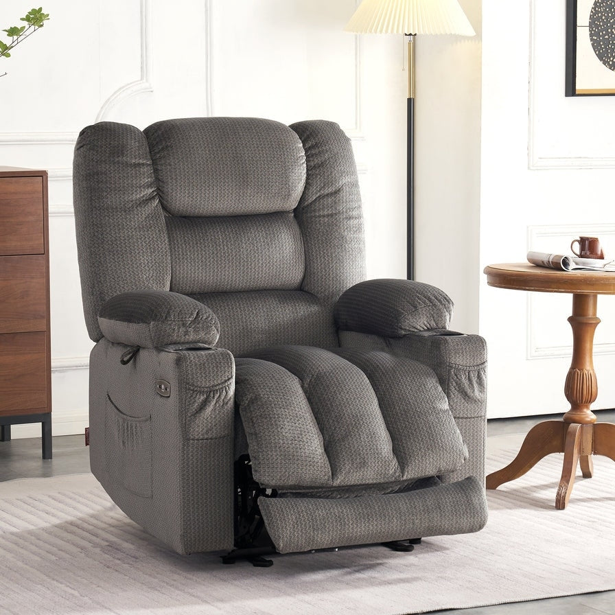 Fauteuil inclinable électrique MCombo avec chauffage et massage, tissu 6079/PR670