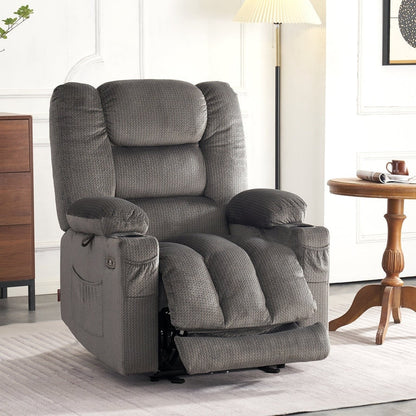 Fauteuil inclinable électrique MCombo avec chauffage et massage, tissu 6079/PR670