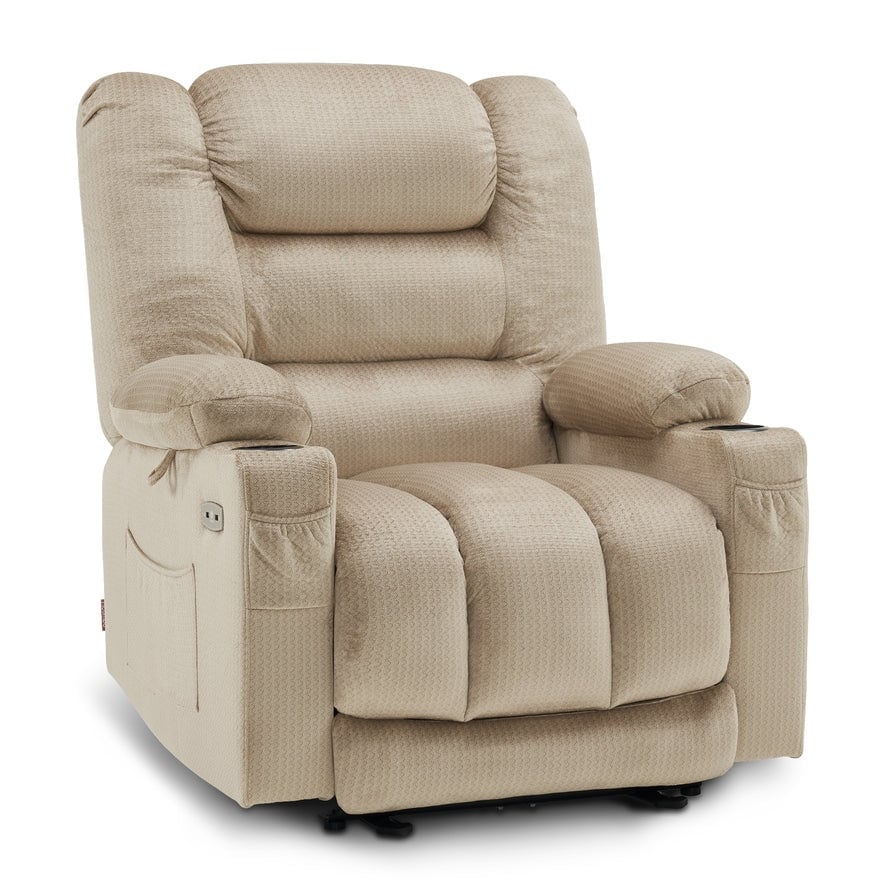 Fauteuil inclinable électrique MCombo avec chauffage et massage, tissu 6079/PR670