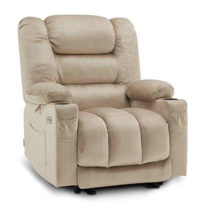 Fauteuil inclinable électrique MCombo avec chauffage et massage, tissu 6079/PR670