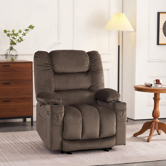 Fauteuil inclinable électrique MCombo avec chauffage et massage, tissu 6079/PR670