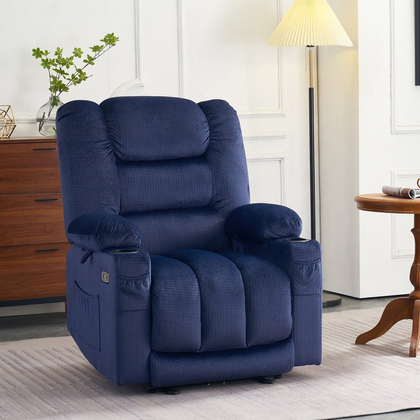 Fauteuil inclinable électrique MCombo avec chauffage et massage, tissu 6079/PR670