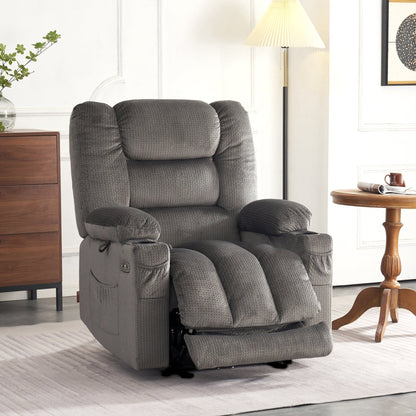 Fauteuil inclinable électrique MCombo avec chauffage et massage, tissu 6079/PR670