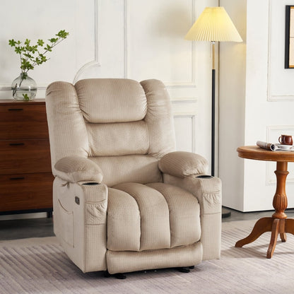 Fauteuil inclinable électrique MCombo avec chauffage et massage, tissu 6079/PR670
