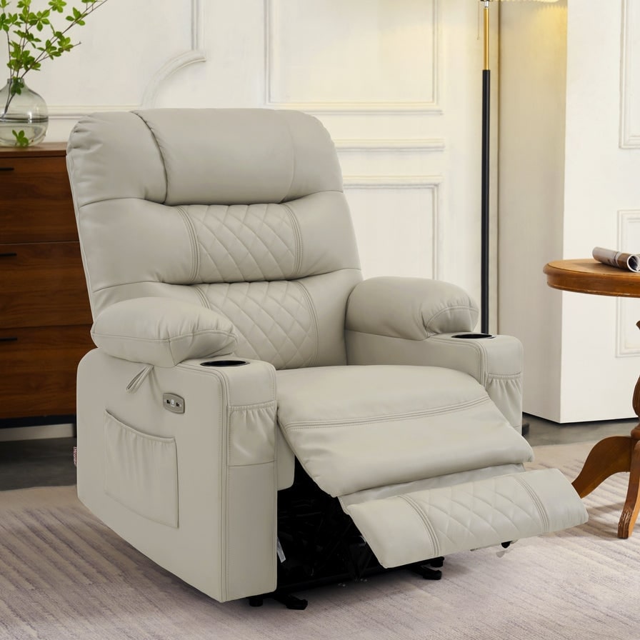 Fauteuil inclinable électrique MCombo avec chauffage et massage, cuir PR621