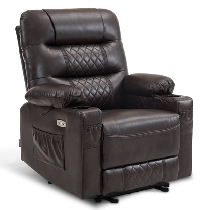 Fauteuil inclinable électrique MCombo avec chauffage et massage, cuir PR621