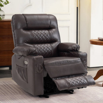 Fauteuil inclinable électrique MCombo avec chauffage et massage, cuir PR621