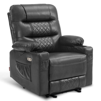 Fauteuil inclinable électrique MCombo avec chauffage et massage, cuir PR621