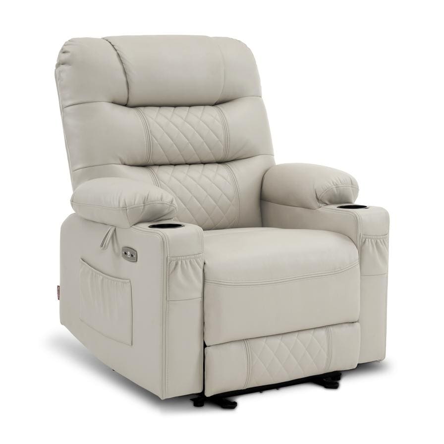 Fauteuil inclinable électrique MCombo avec chauffage et massage, cuir PR621