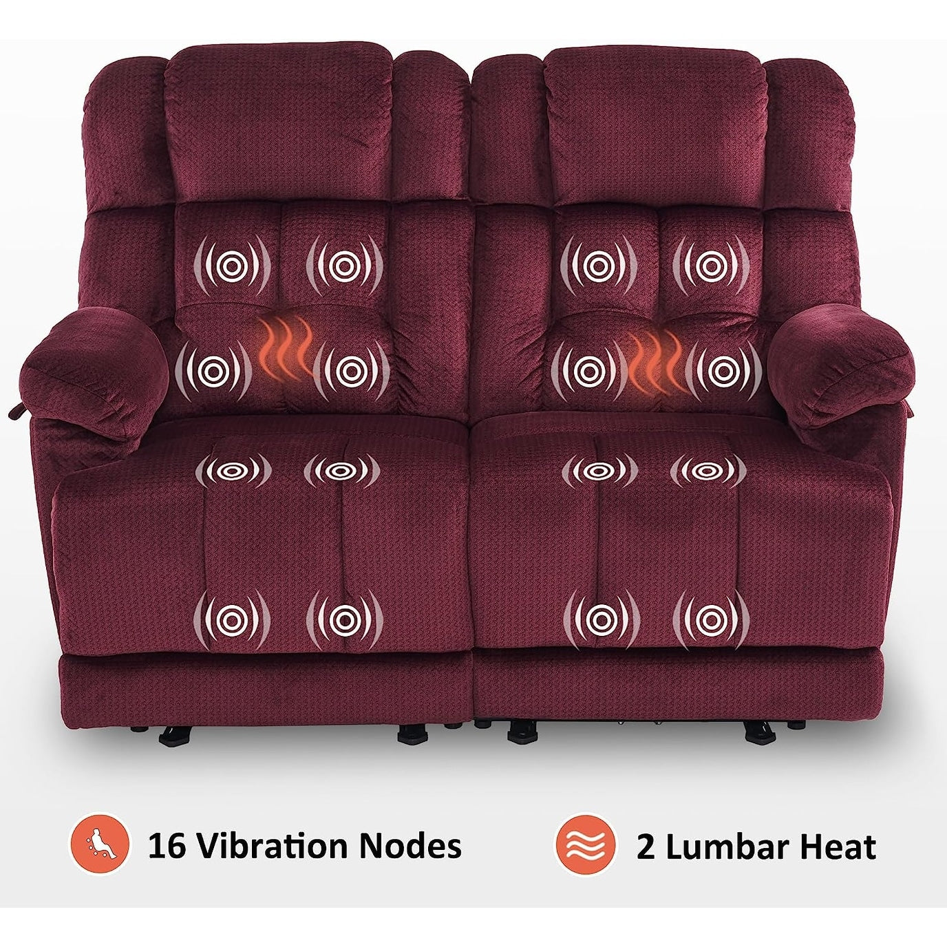 Canapé inclinable électrique MCombo avec chauffage et massage, tissu 6237