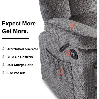 Canapé inclinable électrique MCombo avec chauffage et massage, tissu 6237