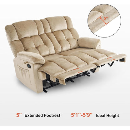 Canapé inclinable électrique MCombo avec chauffage et massage, tissu 6237