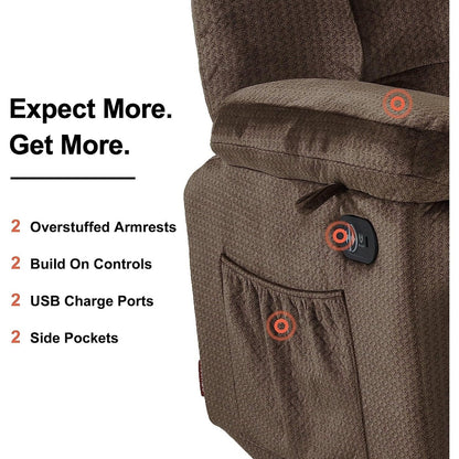 Canapé inclinable électrique MCombo avec chauffage et massage, tissu 6237