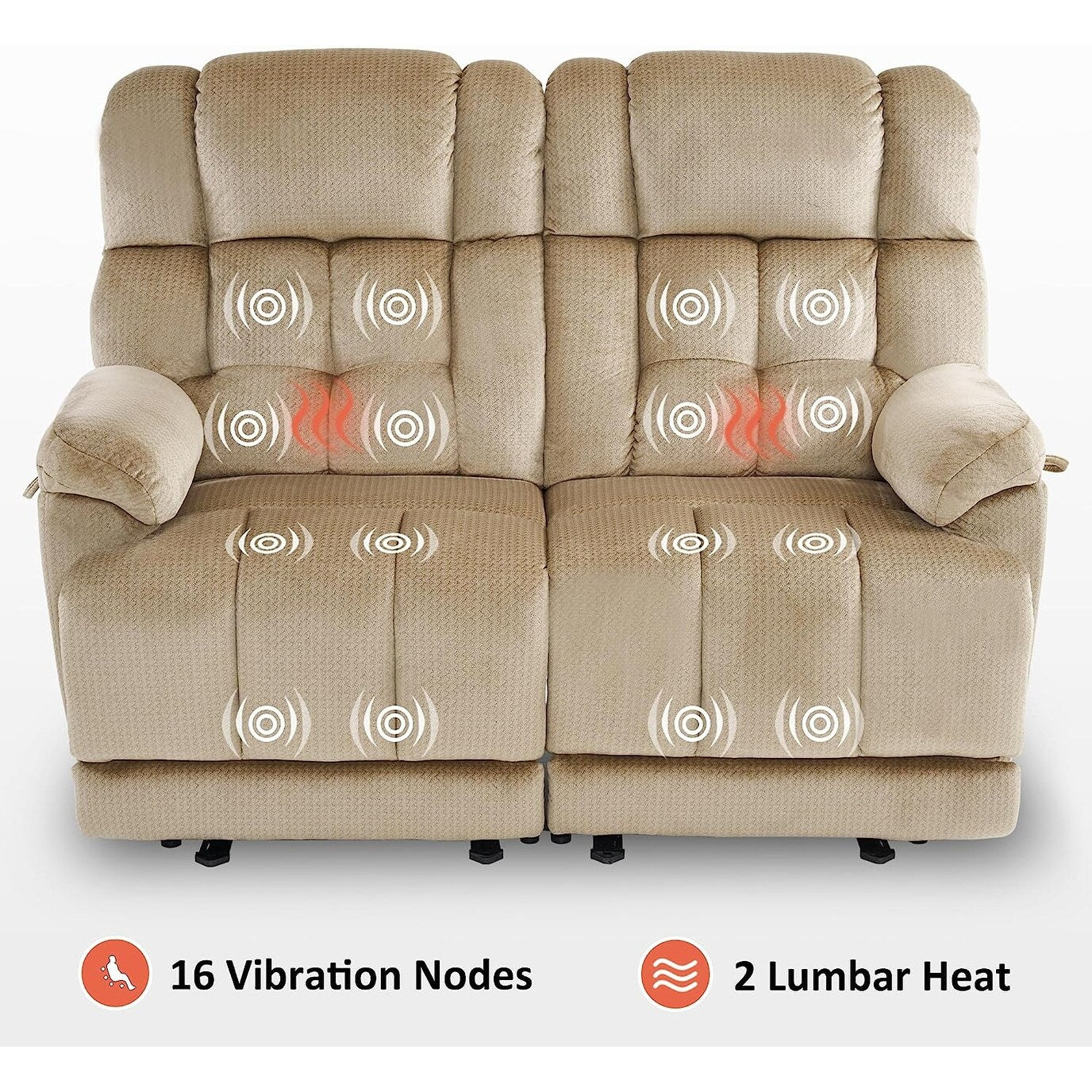 Canapé inclinable électrique MCombo avec chauffage et massage, tissu 6237