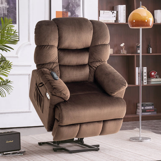 Fauteuil releveur MCombo à positions infinies avec appui-tête électrique pour personnes âgées, double moteur, repose-pieds allongé, tissu (moyen)