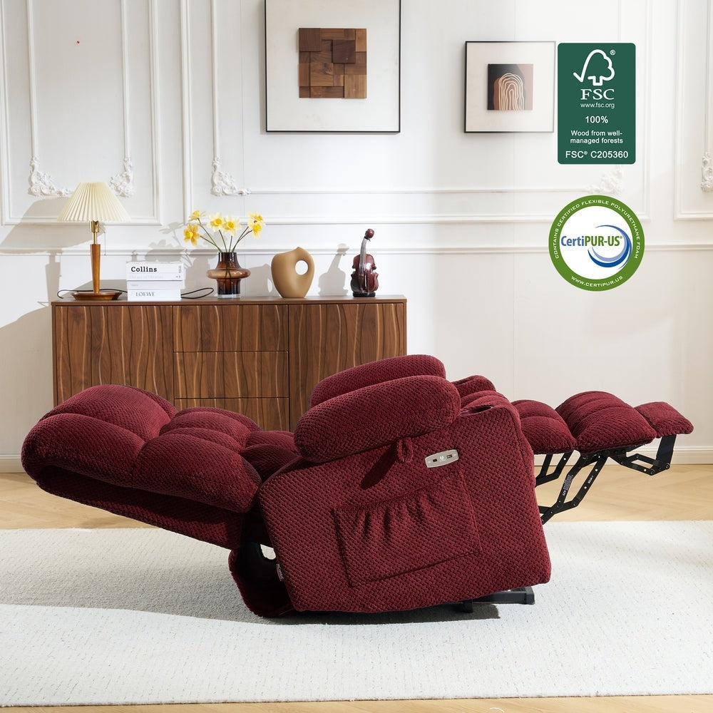 Fauteuil inclinable électrique à double moteur MCombo, grand format, avec massage et chauffage, pour personnes âgées de grande taille, tissu 7896