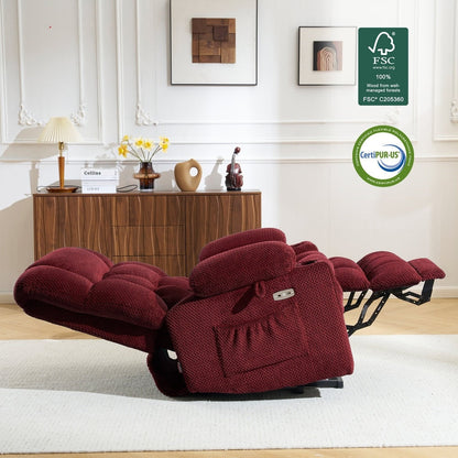 Fauteuil inclinable électrique à double moteur MCombo, grand format, avec massage et chauffage, pour personnes âgées de grande taille, tissu 7896