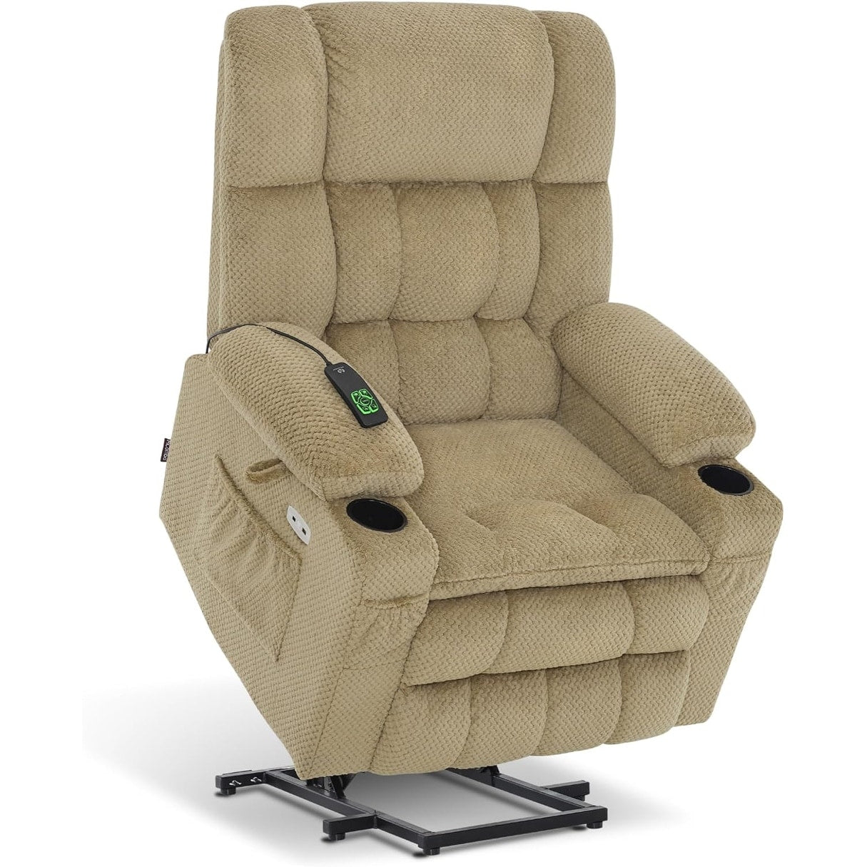 Fauteuil inclinable électrique à double moteur MCombo, grand format, avec massage et chauffage, pour personnes âgées de grande taille, tissu 7896