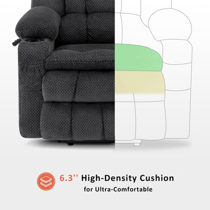 Fauteuil inclinable électrique à double moteur MCombo, grand format, avec massage et chauffage, pour personnes âgées de grande taille, tissu 7896