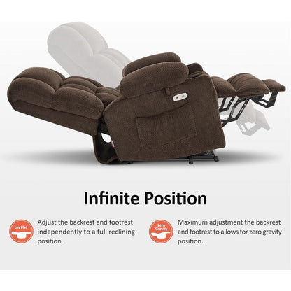 Fauteuil inclinable électrique à double moteur MCombo, grand format, avec massage et chauffage, pour personnes âgées de grande taille, tissu 7896