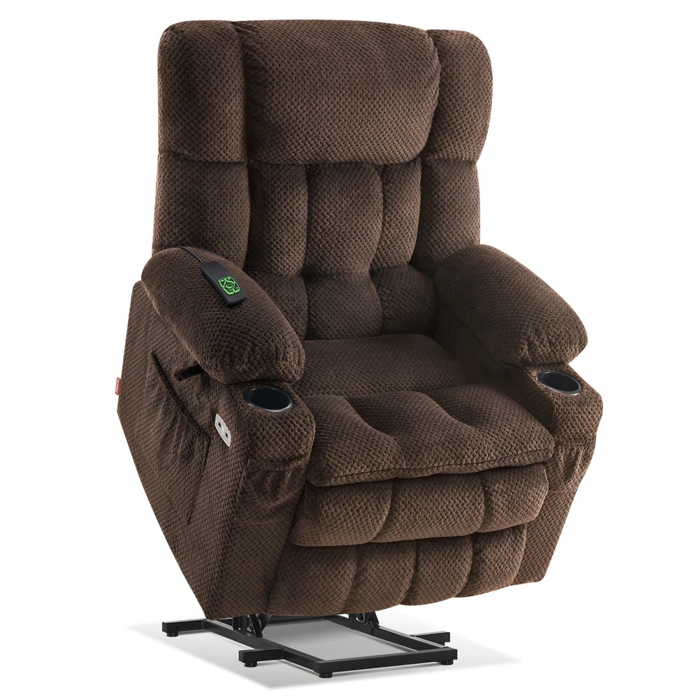 Fauteuil inclinable électrique à double moteur MCombo, grand format, avec massage et chauffage, pour personnes âgées de grande taille, tissu 7896
