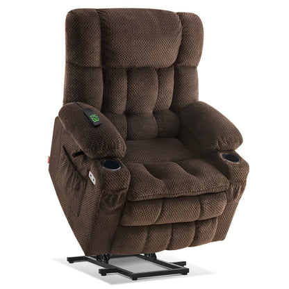 Fauteuil inclinable électrique à double moteur MCombo, grand format, avec massage et chauffage, pour personnes âgées de grande taille, tissu 7896