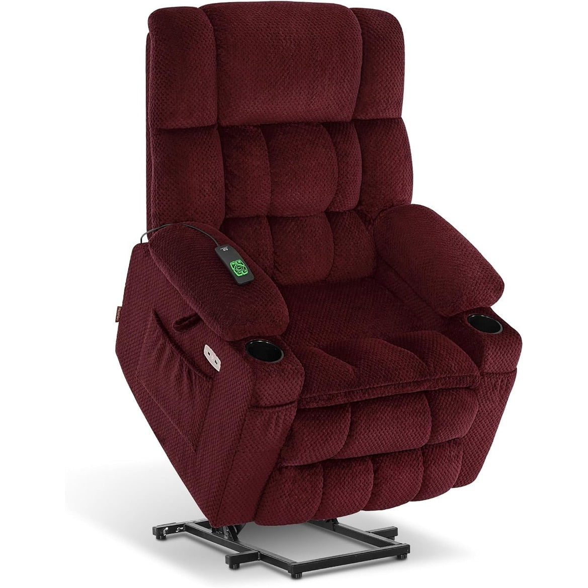 Fauteuil inclinable électrique à double moteur MCombo, grand format, avec massage et chauffage, pour personnes âgées de grande taille, tissu 7896