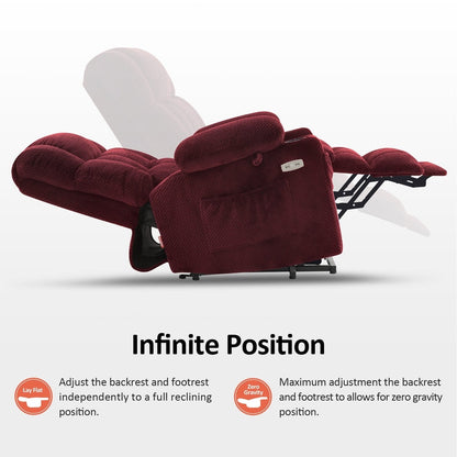 Fauteuil inclinable électrique à double moteur MCombo, grand format, avec massage et chauffage, pour personnes âgées de grande taille, tissu 7896